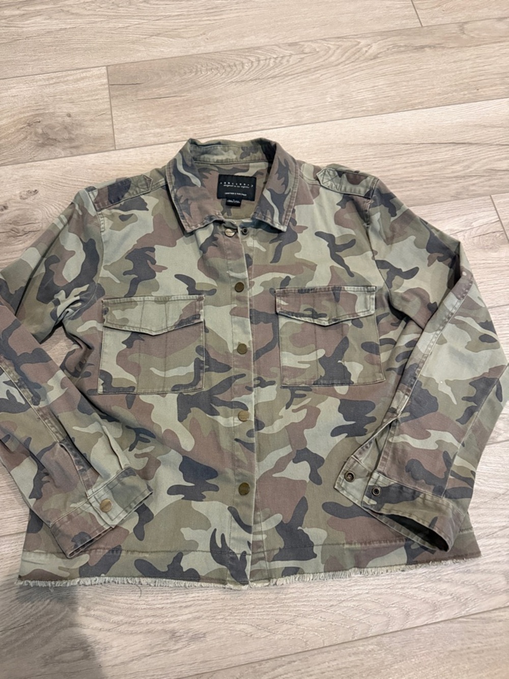 Sanctuary Women's Camo Button-Front Jacket - Green, Brown, Black
